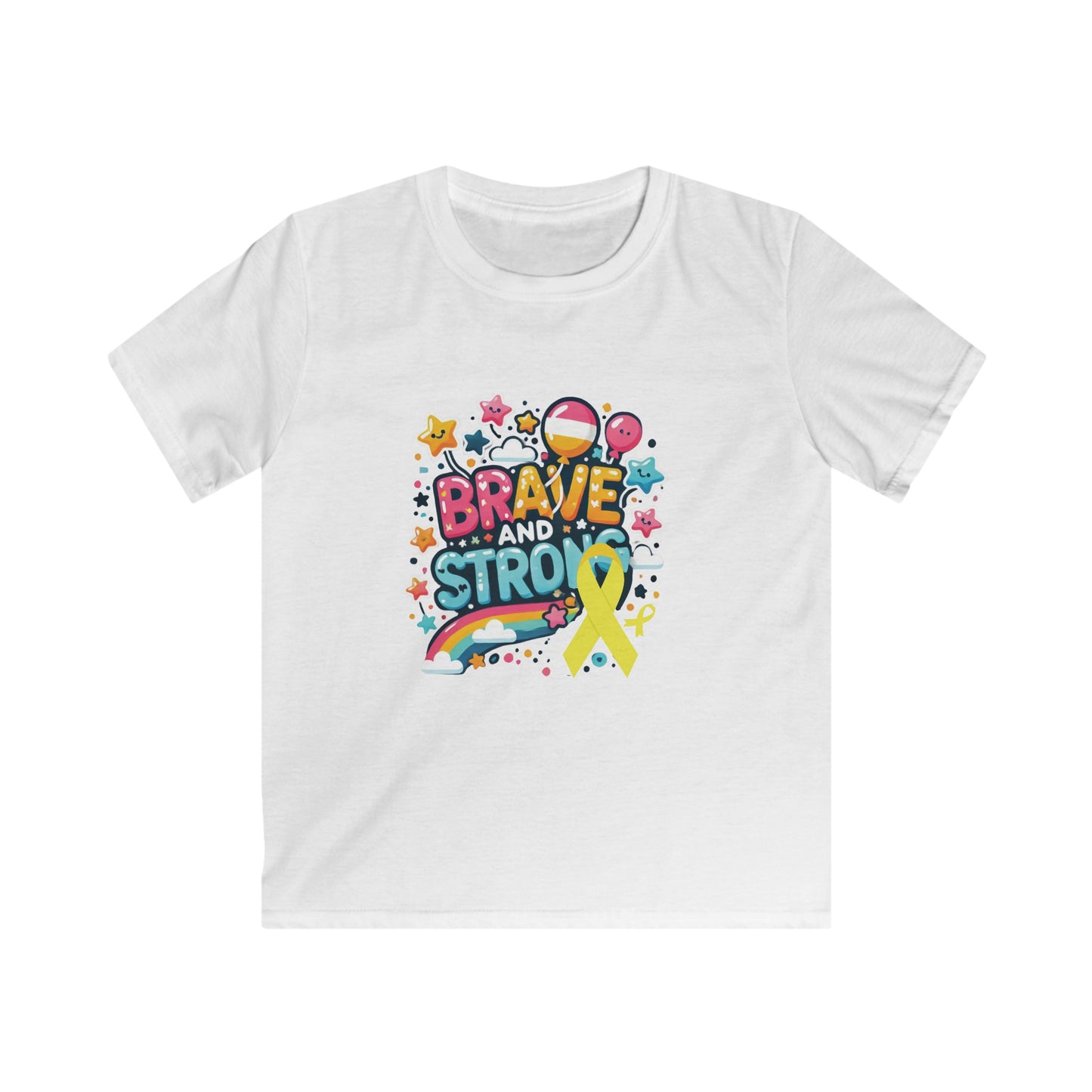 Kids Softstyle Tee - Fight Cancer - Brave and Strong