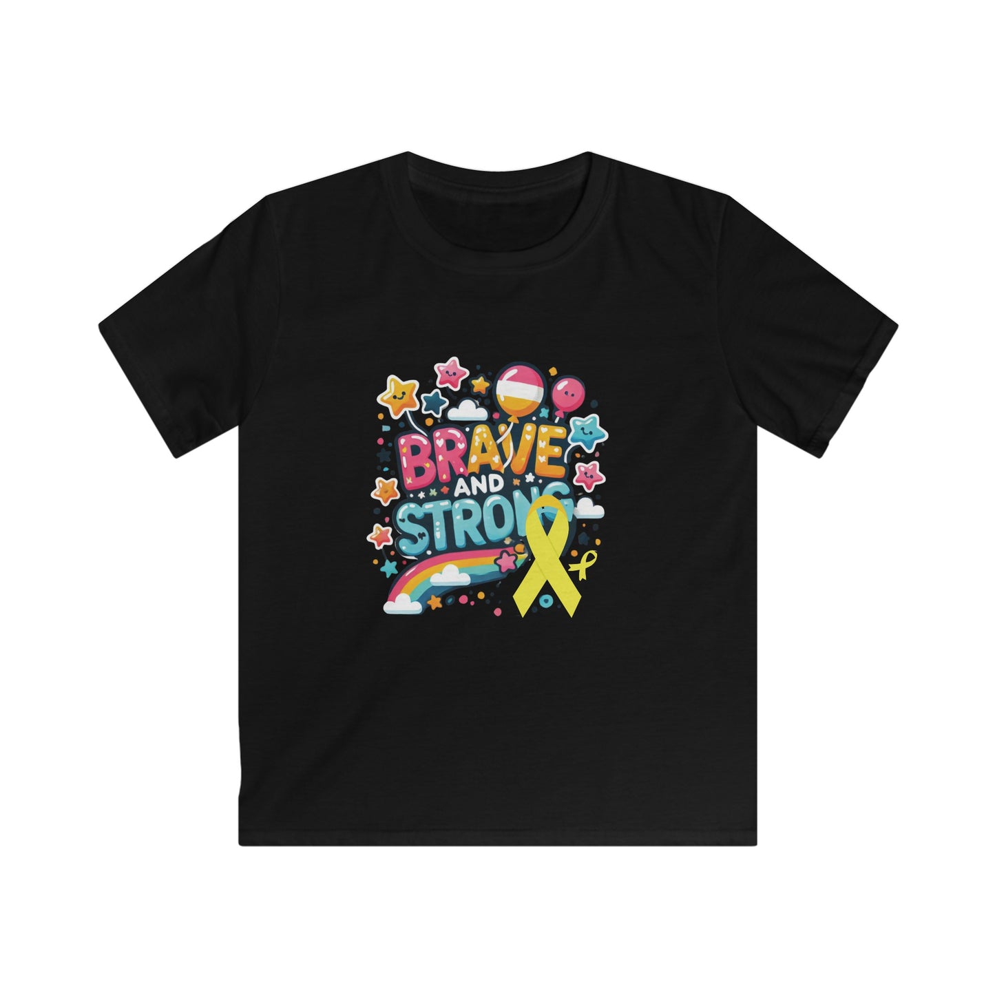 Kids Softstyle Tee - Fight Cancer - Brave and Strong