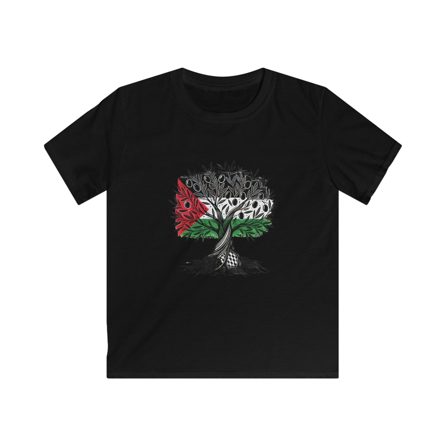 Kids Softstyle Tee - Free Palestine - Olive Tree