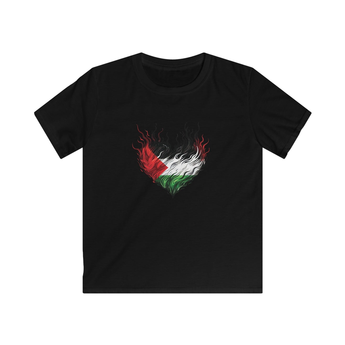 Kids Softstyle Tee - Free Palestine - Flaming Heart