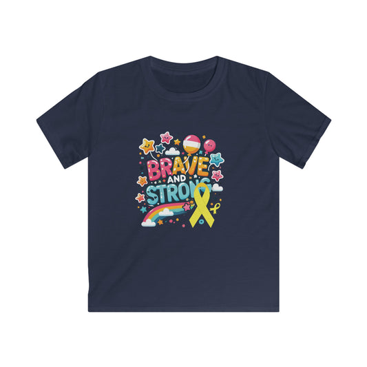 Kids Softstyle Tee - Fight Cancer - Brave and Strong