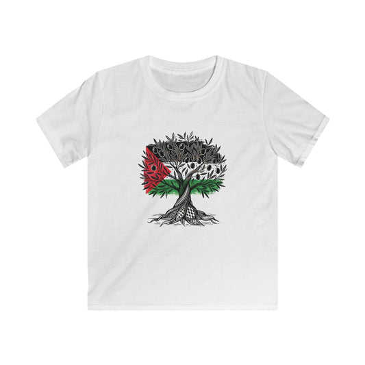 Kids Softstyle Tee - Free Palestine - Olive Tree